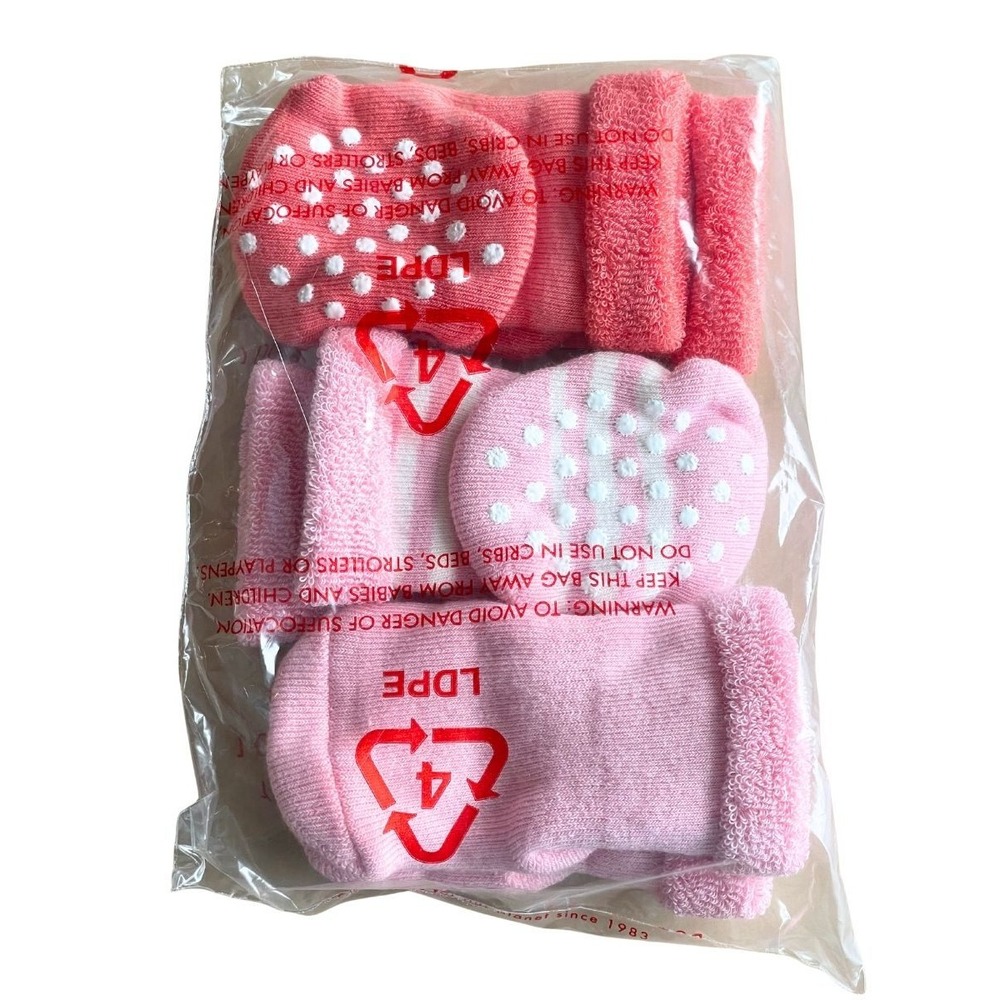 NEW Hanna Andersson NEWBORN Baby Gripper Socks 3 Pair Pink Stripe NIP OEKO-TEX